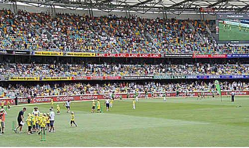 Gympie Milo in2 cricket kids play on the third day of the Ashes test at the Gabba last Saturday. Gympie Milo in2 cricket kids play on the third day of the Ashes test at the Gabba last Saturday.